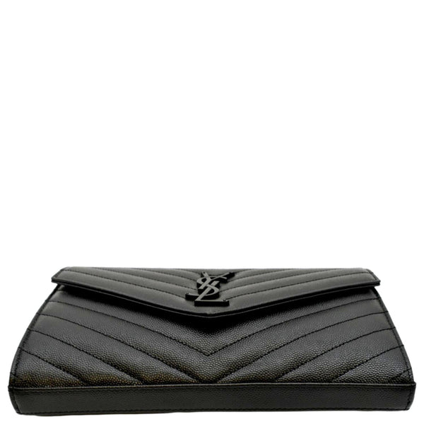 YVES SAINT LAURENT Cassandre Matelasse Chain Wallet Crossbody Bag Black