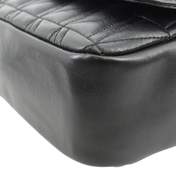 VERSACE Virtus Flap Lambskin Leather Crossbody Bag Black