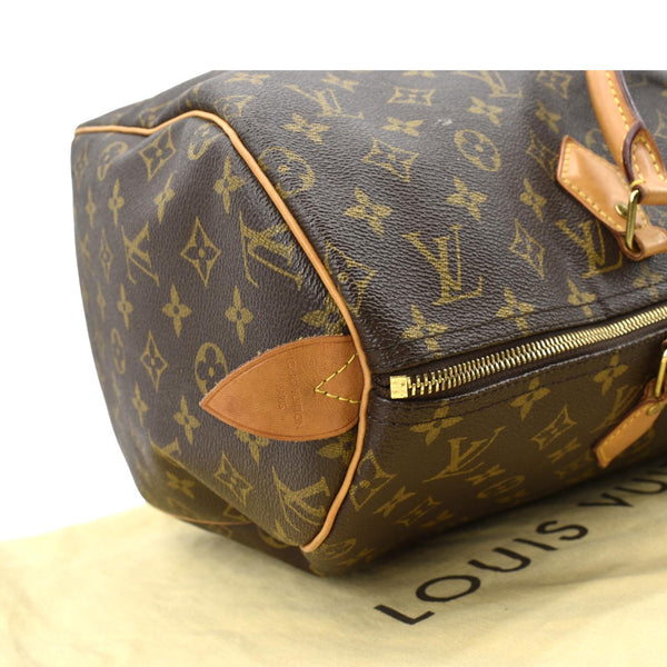 LOUIS VUITTON Speedy 40 Monogram Canvas Satchel Bag Brown
