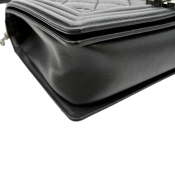 CHANEL Wild Stitch Boy Quilted Lambskin Leather Shoulder Bag Black