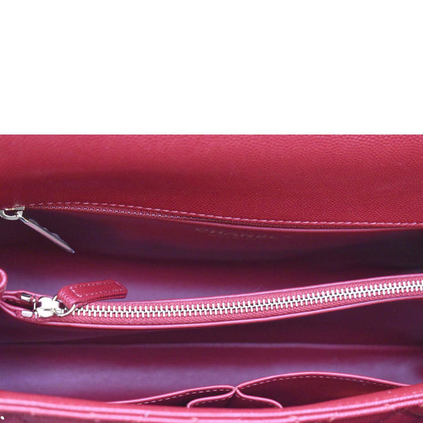 CHANEL Medium Coco Quilted Caviar Leather Top Handle Shoulder Bag Red