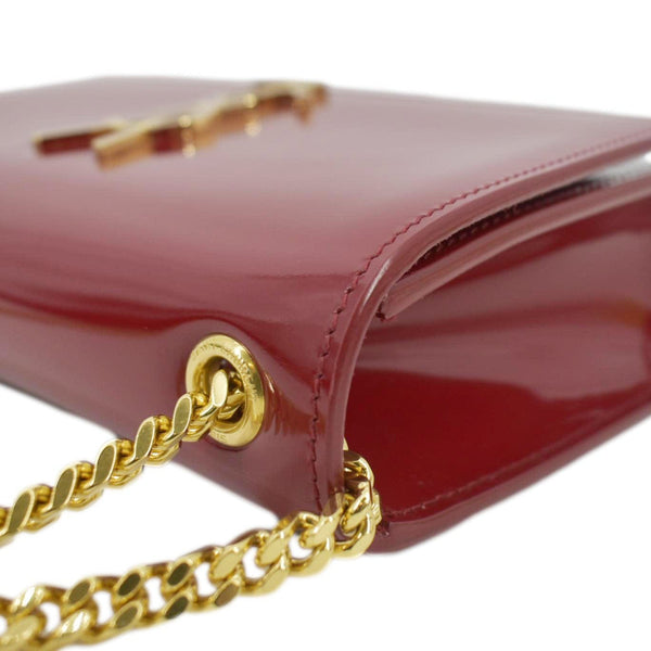 YVES SAINT LAURENT Kate Leather Chain Clutch Crossbody Bag Red