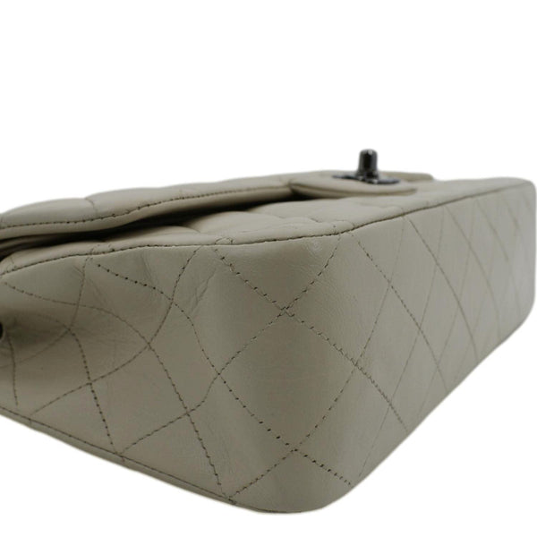 CHANEL Classic Medium Double Flap Quilted Leather Shoulder Bag Ivory