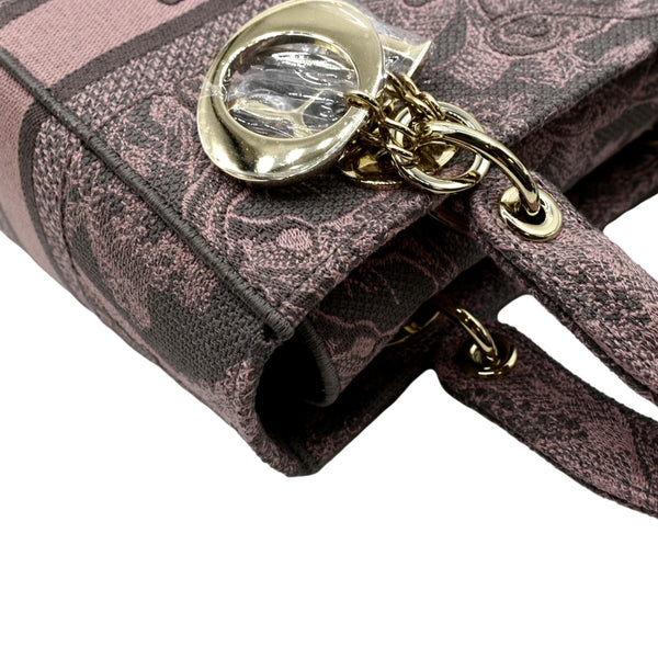 CHRISTIAN DIOR Medium Lady D-Lite Embroidered Canvas Shoulder Bag Rose Des