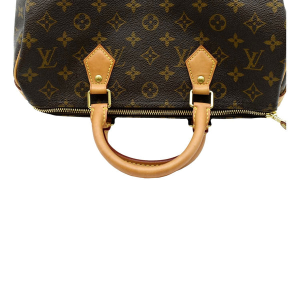 LOUIS VUITTON Speedy 30 Monogram Canvas Satchel Bag Brown