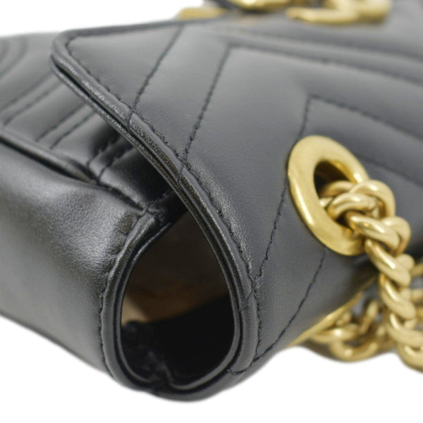 GUCCI GG Marmont Mini Leather Shoulder Bag Black 446744