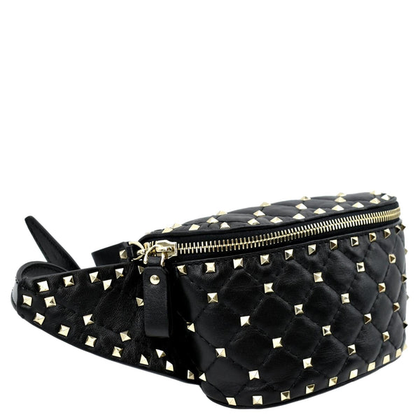 VALENTINO Free Rockstud Spike Leather Crossbody Belt Bag Black