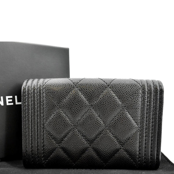 CHANEL CC Flap Quilted Caviar Leather Card Holder Black