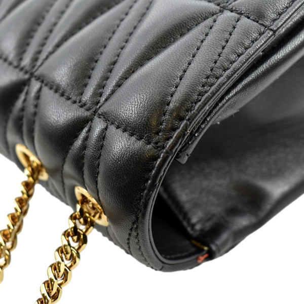 VERSACE Virtus Flap Lambskin Leather Crossbody Bag Black
