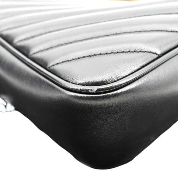 YVES SAINT LAURENT Lou Chevron Leather Camera Crossbody Bag Black