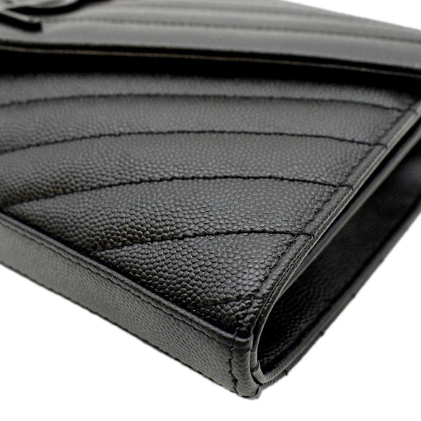 YVES SAINT LAURENT Cassandre Matelasse Chain Wallet Crossbody Bag Black