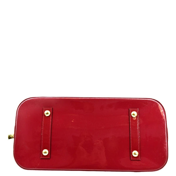 LOUIS VUITTON Alma GM Monogram Vernis Leather Satchel Bag Red