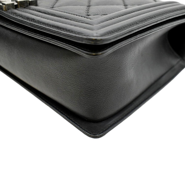 CHANEL Wild Stitch Boy Quilted Lambskin Leather Shoulder Bag Black