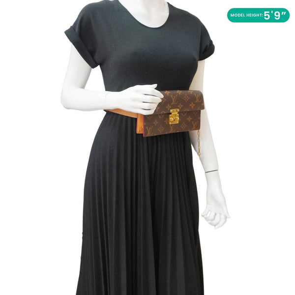 LOUIS VUITTON S Lock Monogram Canvas Belt Pouch Brown