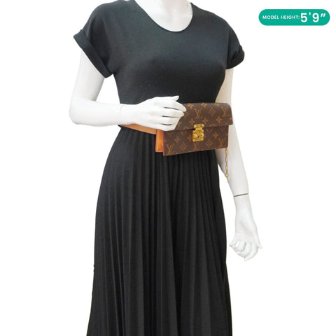 LOUIS VUITTON S Lock Monogram Canvas Belt Pouch Brown