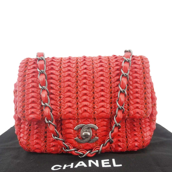 CHANEL Paris Seoul Crotch Mini Lambskin Leather Shoulder Bag Red