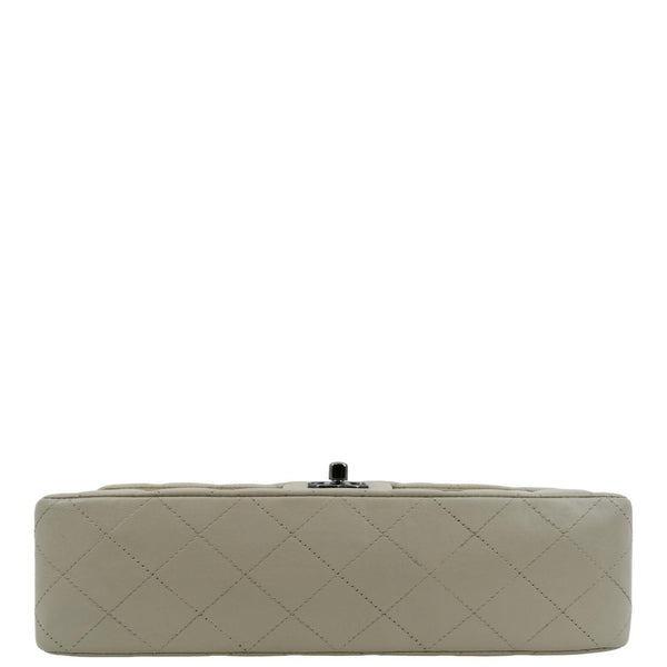 CHANEL Classic Medium Double Flap Quilted Leather Shoulder Bag Ivory