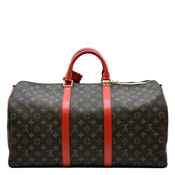 LOUIS VUITTON Keepall 50 Monogram Canvas Travel Bag Red