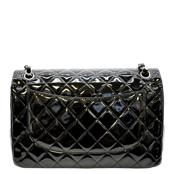 CHANEL Jumbo Flap Patent Leather Shoulder Bag Black