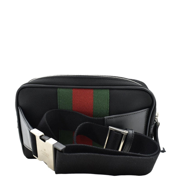 Gucci Web Monogram Canvas Slim Belt Bag in Black