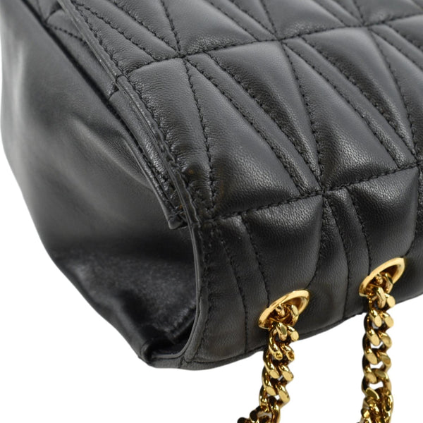 VERSACE Virtus Flap Lambskin Leather Crossbody Bag Black