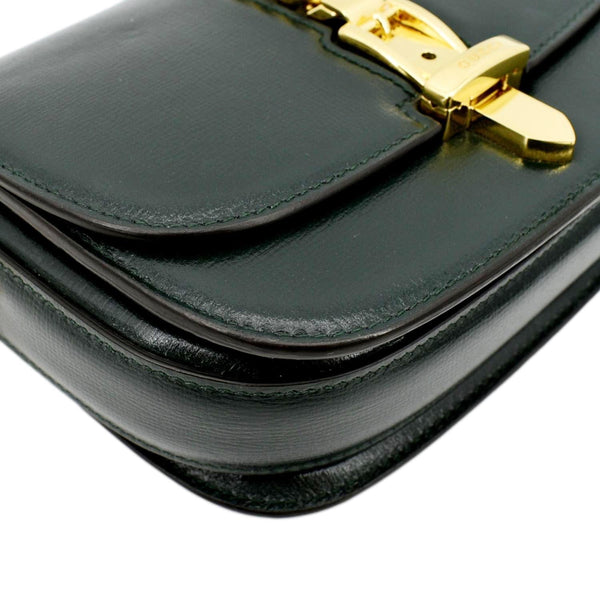 GUCCI Sylvie 1969 Mini Leather Shoulder Bag Green 615965