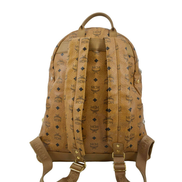 MCM Stark Studded Visetos Canvas Backpack Cognac