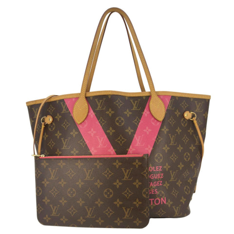 LOUIS VUITTON Neverfull MM V Monogram Canvas Tote Bag Brown