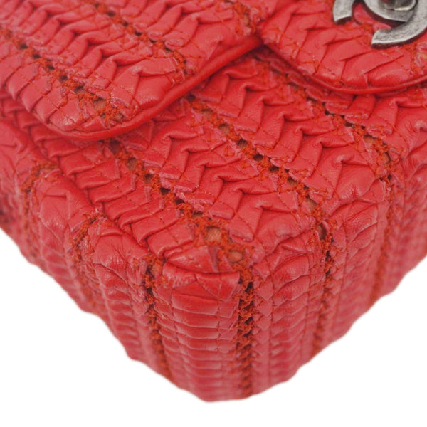 CHANEL Paris Seoul Crotch Mini Lambskin Leather Shoulder Bag Red