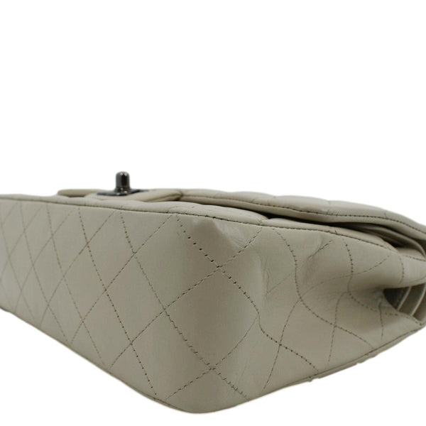 CHANEL Classic Medium Double Flap Quilted Leather Shoulder Bag Ivory