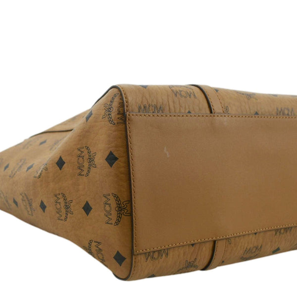 MCM Reversible Liz Medium Visetos Canvas Shopper Tote Bag Cognac