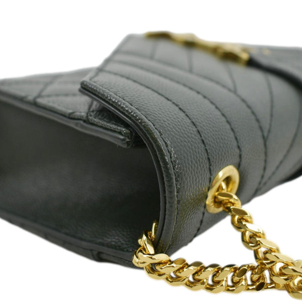 YVES SAINT LAURENT Small Envelope Matelassé Leather Shoulder Bag Green