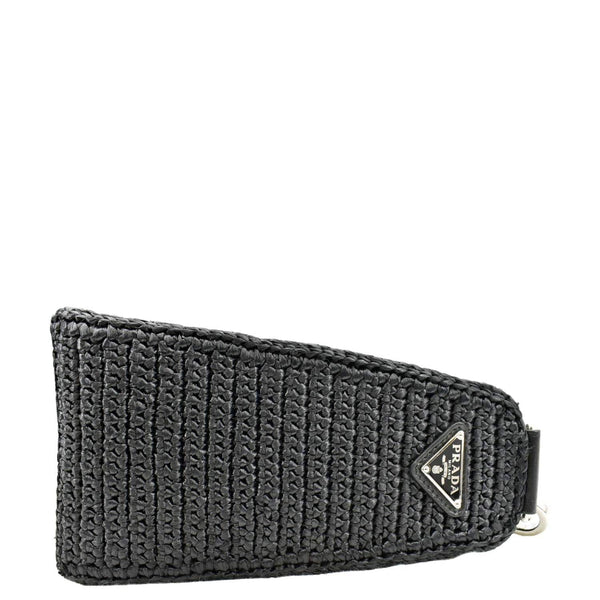 PRADA Triangle Raffia Shoulder Bag Black