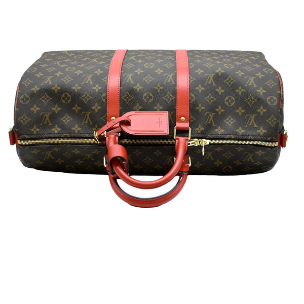 LOUIS VUITTON Keepall 50 Monogram Canvas Travel Bag Red