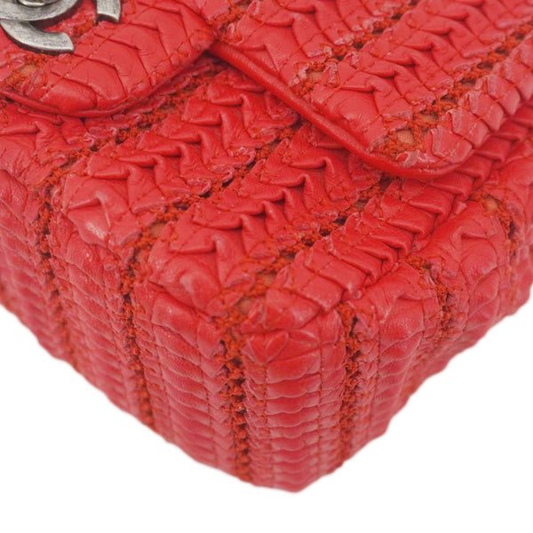 CHANEL Paris Seoul Crotch Mini Lambskin Leather Shoulder Bag Red