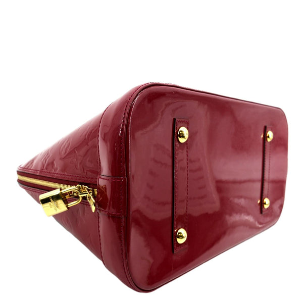 LOUIS VUITTON Alma GM Monogram Vernis Leather Satchel Bag Red