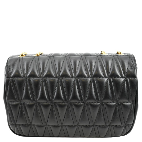 VERSACE Virtus Flap Lambskin Leather Crossbody Bag Black