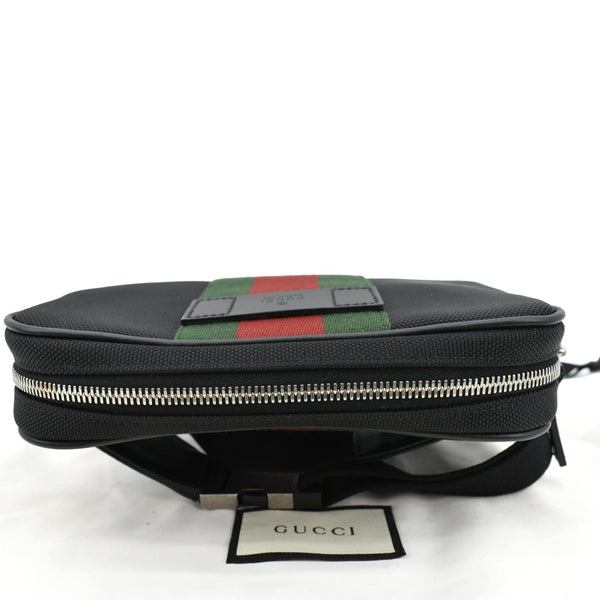 Gucci Web Monogram Canvas Slim Belt Bag in Black