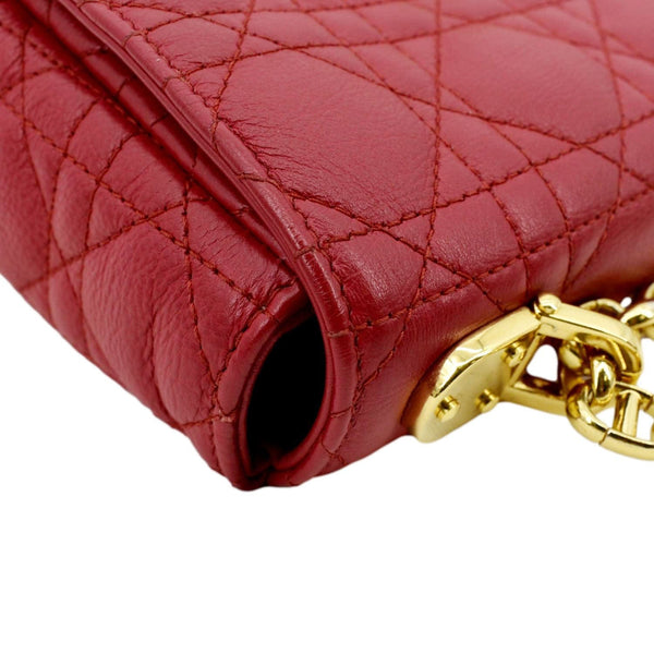 CHRISTIAN DIOR Caro Cannage Calfskin Leather Shoulder Bag Red