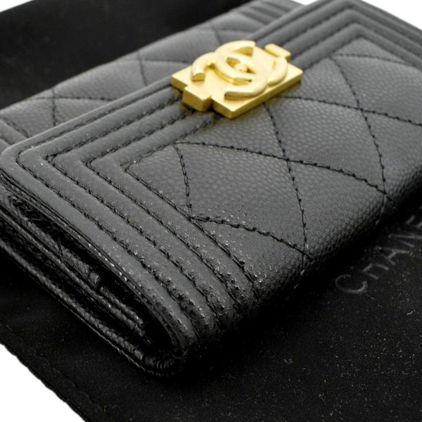 CHANEL CC Flap Quilted Caviar Leather Card Holder Black