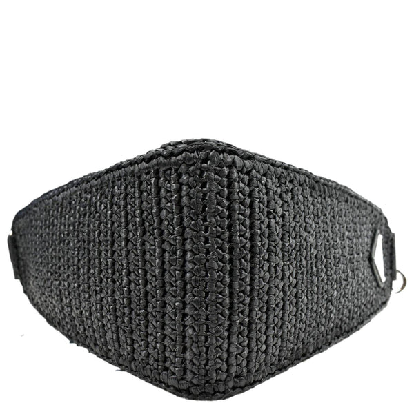 PRADA Triangle Raffia Shoulder Bag Black
