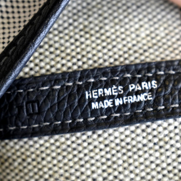 HERMES Garden Party Canvas Tote Bag Black