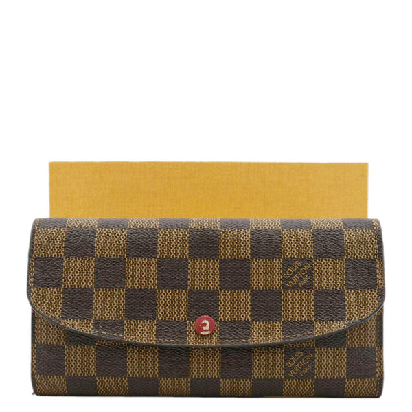 LOUIS VUITTON Emilie Damier Ebene Wallet Brown
