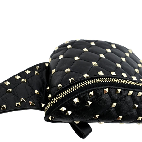VALENTINO Free Rockstud Spike Leather Crossbody Belt Bag Black