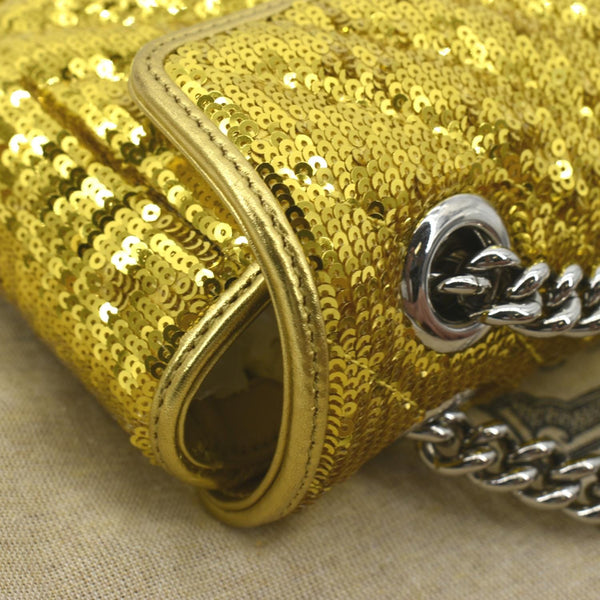 Gucci GG Mini Marmont Sequin Shoulder Bag Gold - Top right