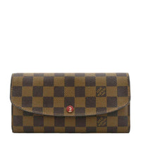 LOUIS VUITTON Emilie Damier Ebene Wallet Brown