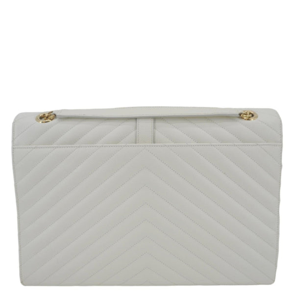 YVES SAINT LAURENT Envelope Large Grain De Poudre Chain Crossbody Bag White
