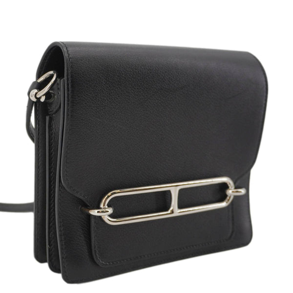 HERMES Roulis Calfskin Leather Shoulder Bag Black