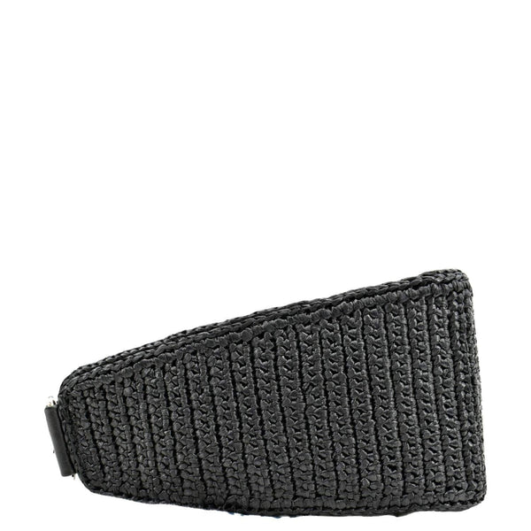 PRADA Triangle Raffia Shoulder Bag Black