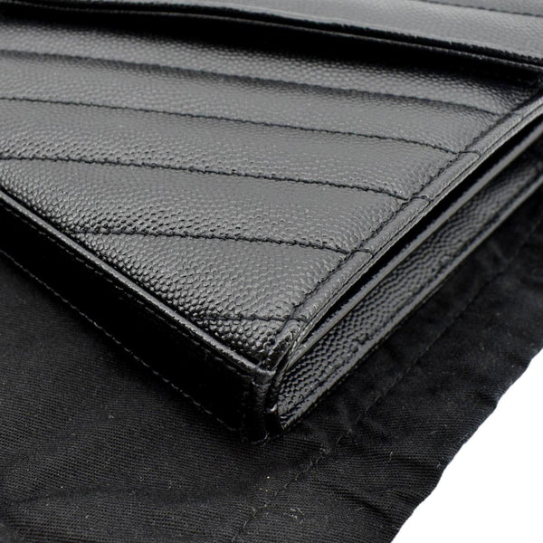 YVES SAINT LAURENT Chevron Grain De Poudre Envelope Chain Bag Black